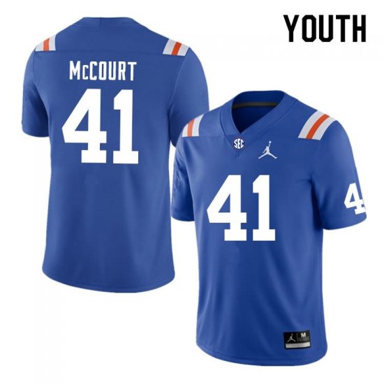 Youth Florida Gators #41 Alex McCourt NCAA Nike Blue Throwback Authentic Stitched College Football Jersey XEW5462GN